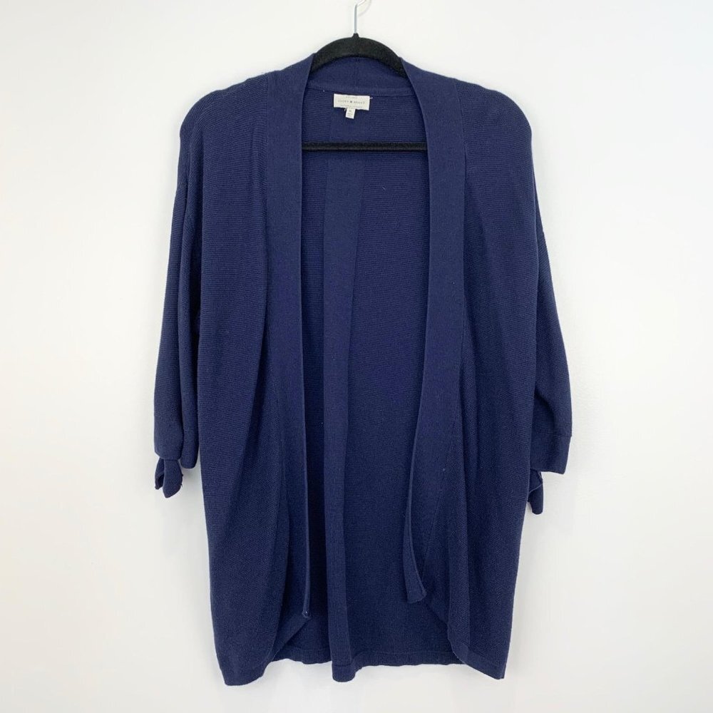 Lucky Brand Navy Blue Knotted Knit Cardigan Navy Blue Size XL